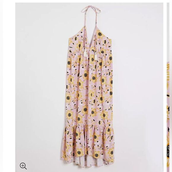 Ann Taylor Loft Beach Floral Halter Neck Midi Tiered Babydoll Dress Size Small - Picture 1 of 8